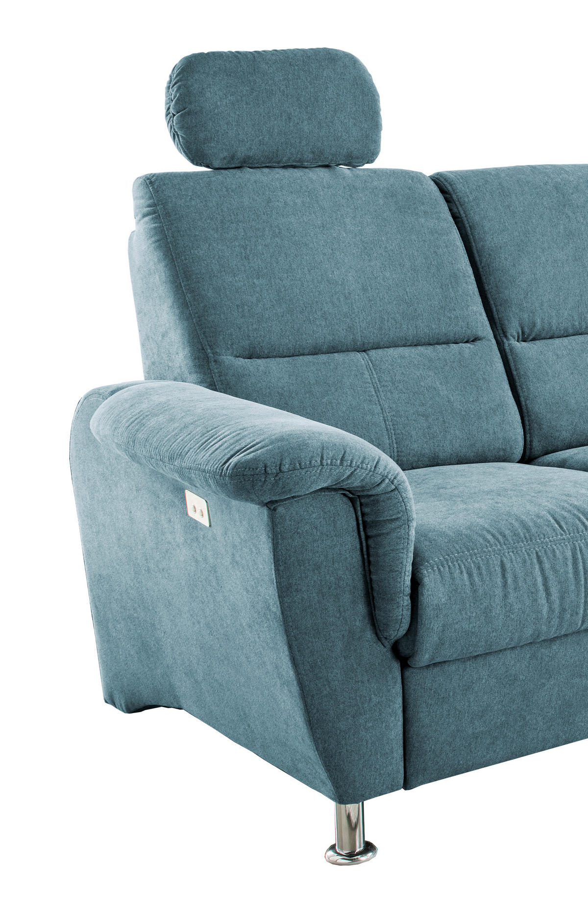 ECKSOFA Hellblau Mikrofaser  - Chromfarben/Hellblau, KONVENTIONELL, Textil/Metall (292/165cm) - Livetastic