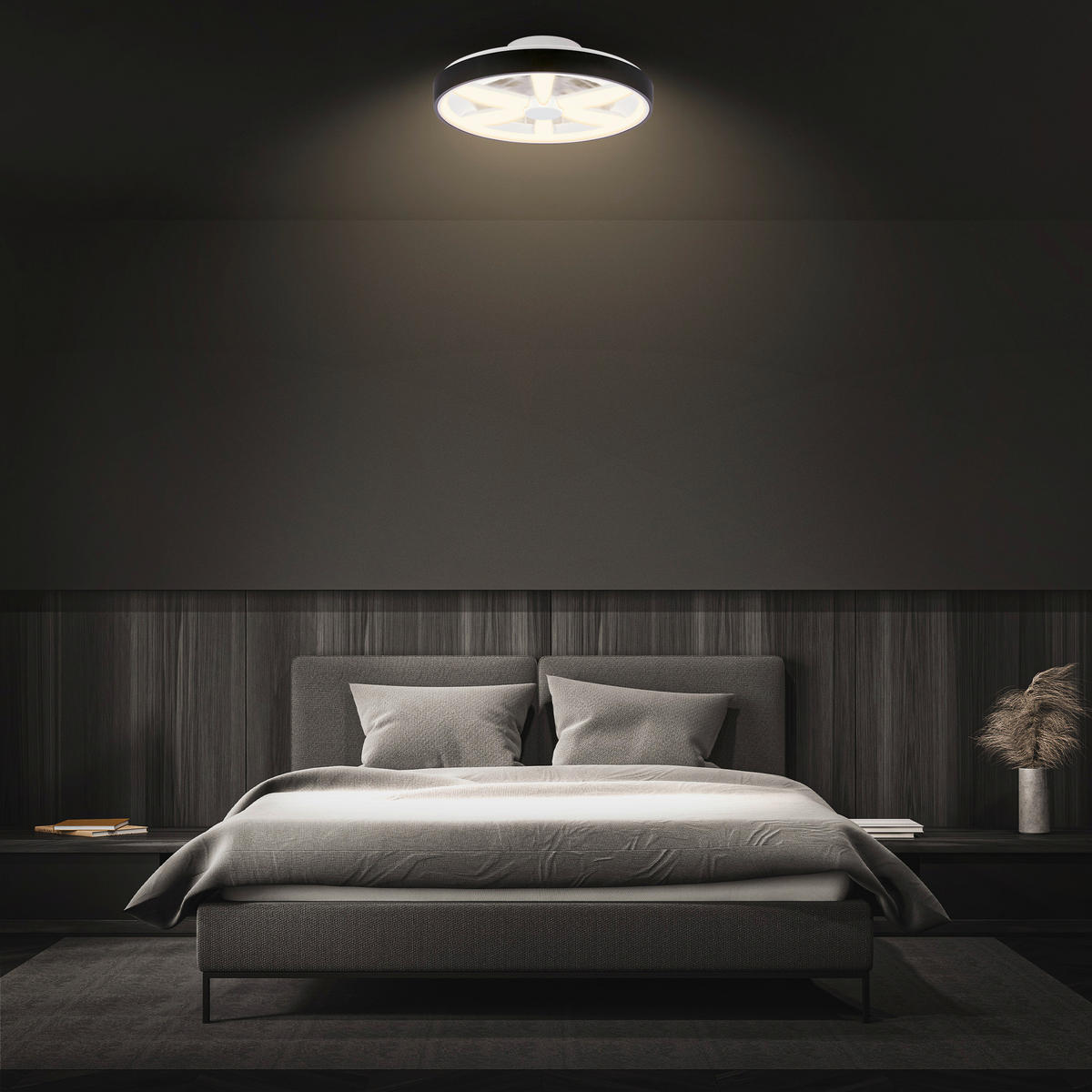 DECKENVENTILATOR 48./15 cm   - Schwarz/Weiß, Design, Kunststoff (48./15cm)