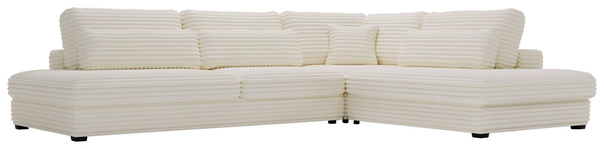 ECKSOFA in Cord, Plüsch Beige  - Beige/Schwarz, Design, Kunststoff/Textil (332/244cm) - Livetastic