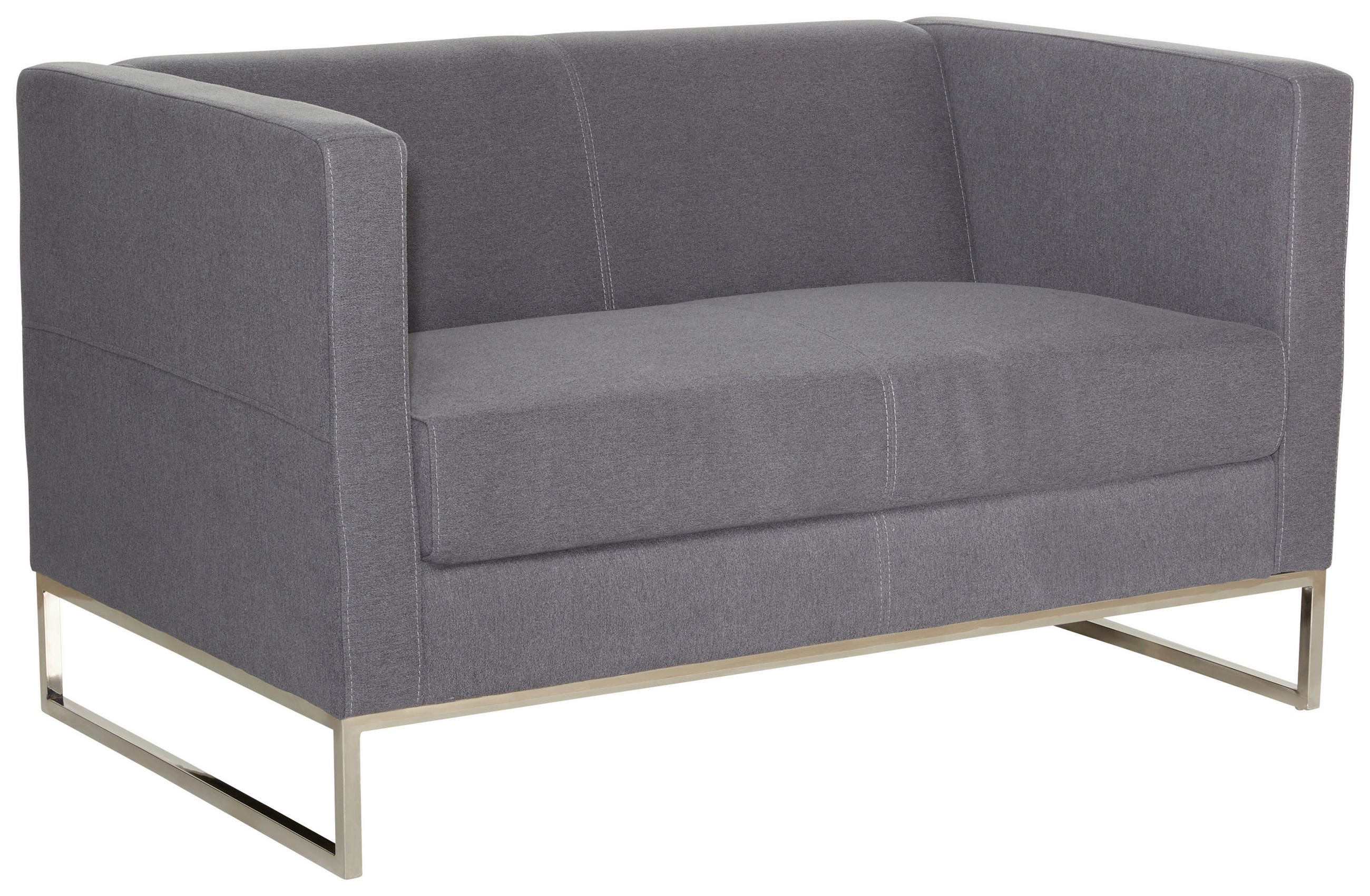 2-SITS SOFFA i textil mörkgrå  - mörkgrå/silver, Modern, metall/textil (122/71/72cm) - MID.YOU