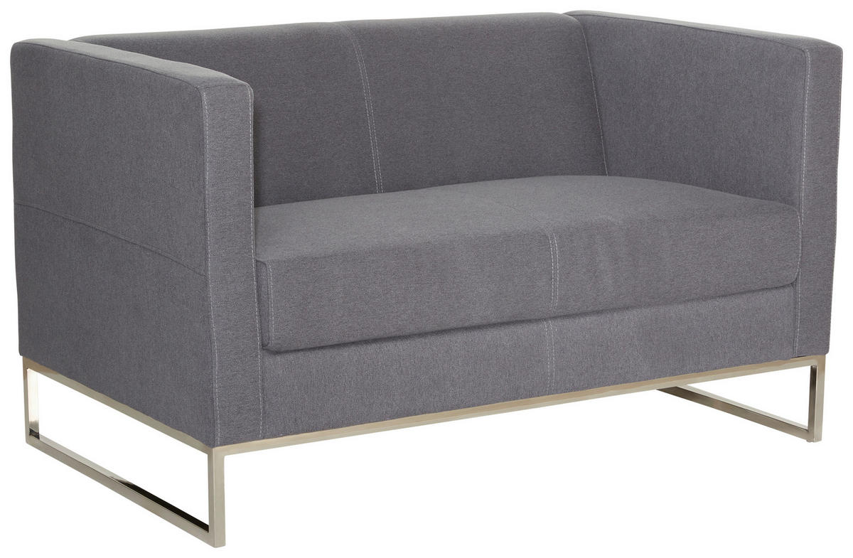 2-SITS SOFFA i textil mörkgrå  - mörkgrå/silver, Modern, metall/textil (122/71/72cm) - MID.YOU