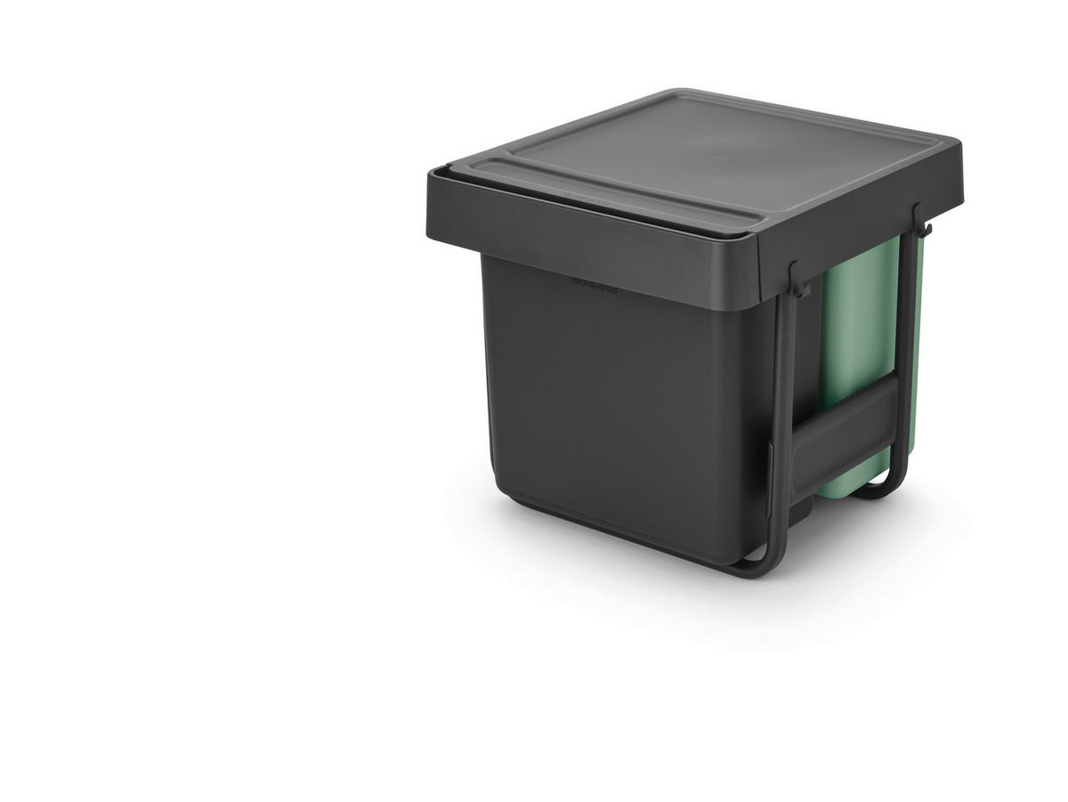 BEÉPÍTHETŐ SZEMETES 2×30 l  - sötétszürke/zöld, Basics, műanyag (40l) - Brabantia