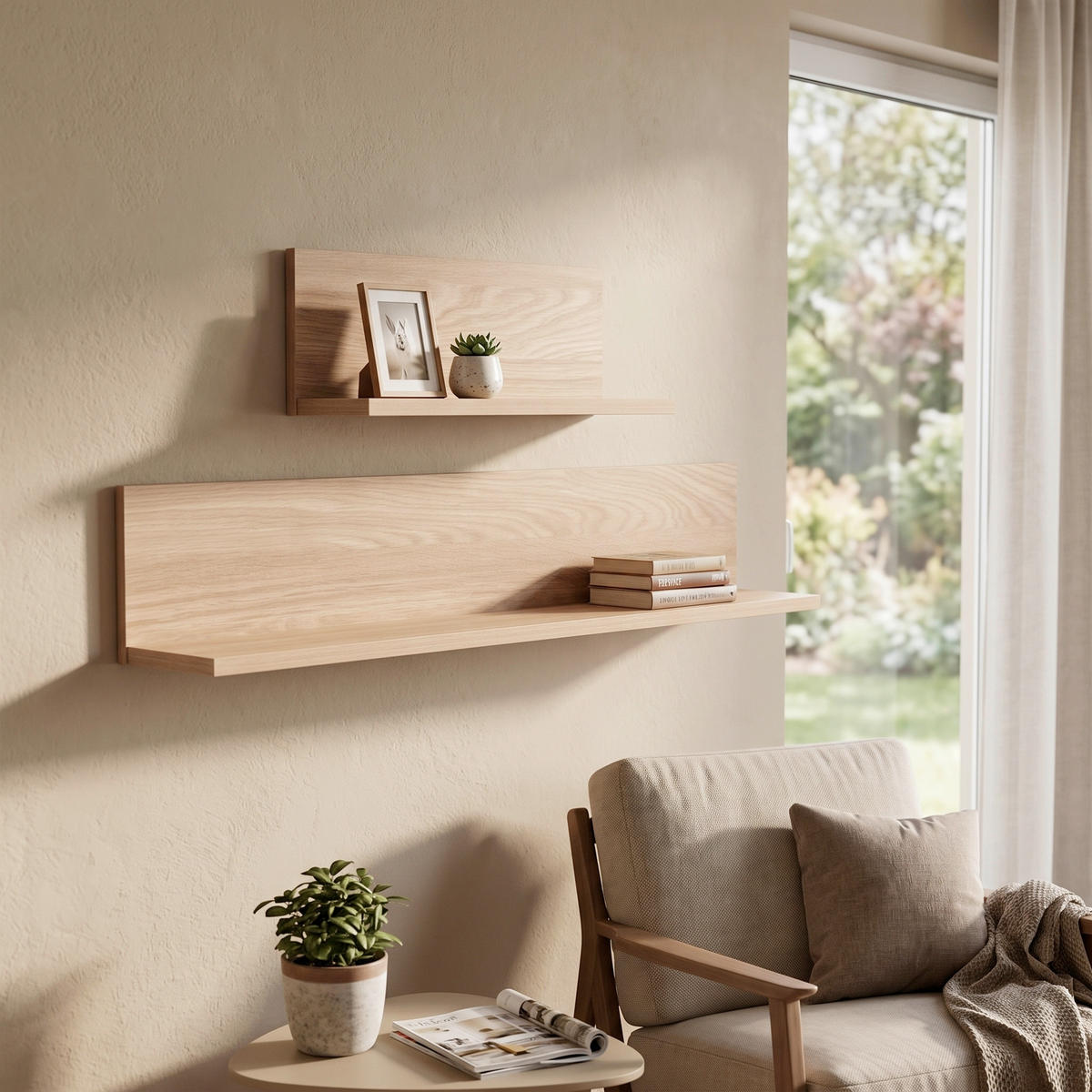 WANDBOARD Holzwerkstoff Eichefarben  - Eichefarben, Design, Holzwerkstoff (40,8-80/15,7/17,5cm) - MID.YOU