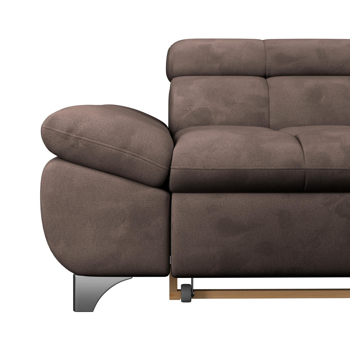 ECKSOFA Dunkelbraun Chenille  - Chromfarben/Dunkelbraun, KONVENTIONELL, Textil/Metall (312/234cm) - Livetastic