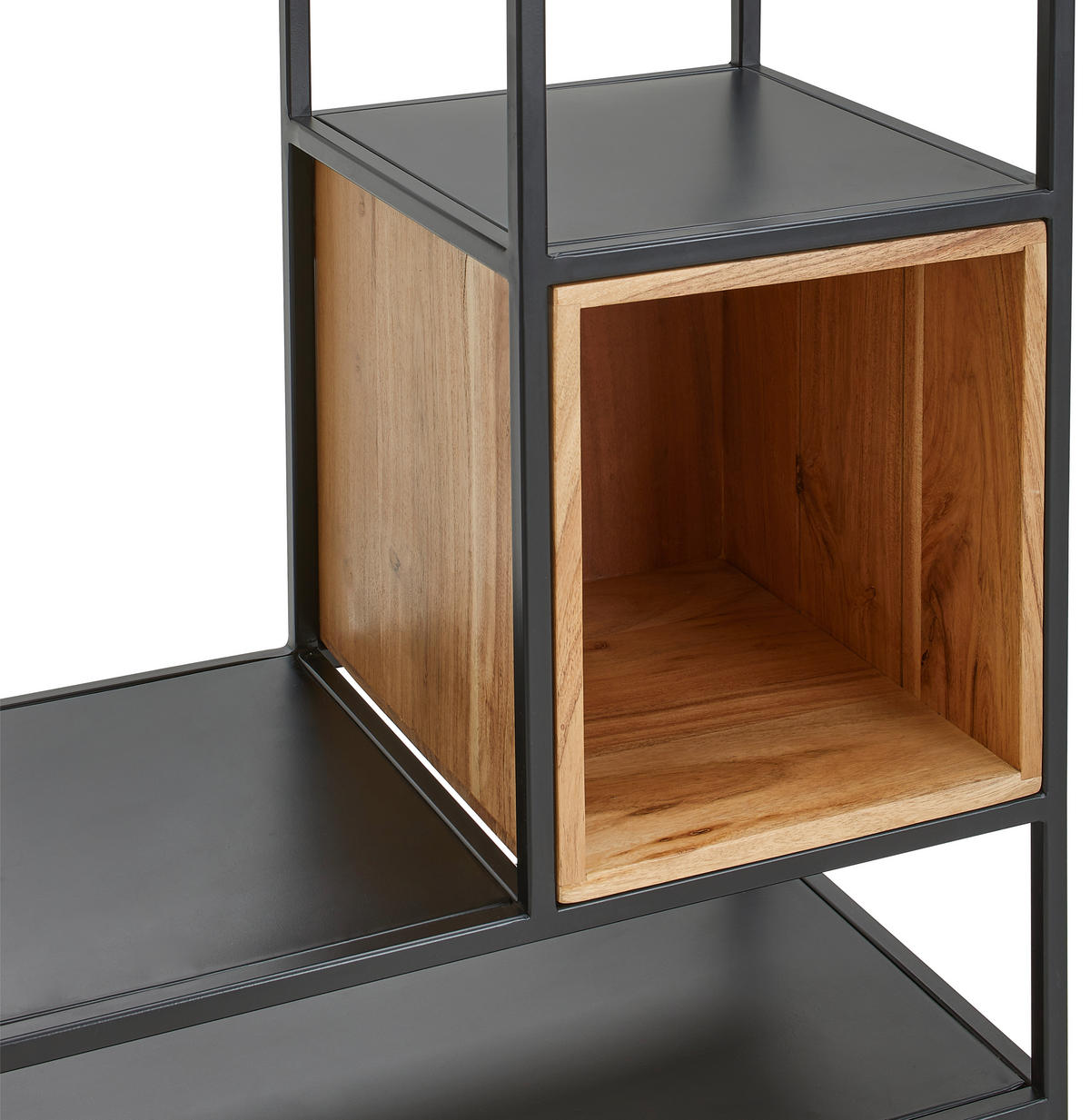 REGAL Akazie vollmassiv Schwarz, Akaziefarben  - Schwarz/Akaziefarben, Design, Holz/Metall (60/190/35cm) - Livetastic