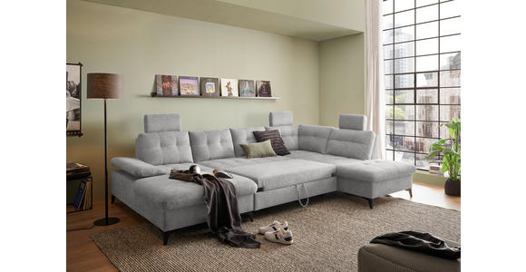 WOHNLANDSCHAFT Grau Webstoff  - Schwarz/Grau, KONVENTIONELL, Kunststoff/Textil (170/324/218cm) - Carryhome