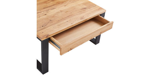 COUCHTISCH Eiche massiv 75/75/42 cm quadratisch Schwarz, Eichefarben - Eichefarben/Schwarz, Design (75/75/42cm) - Novel