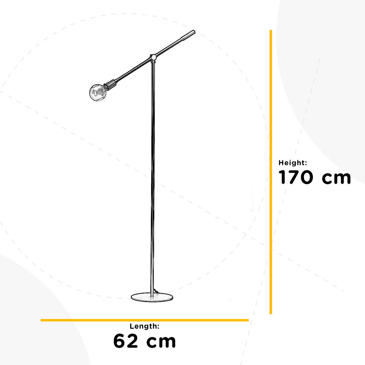 STEHLEUCHTE 62/170 cm    - Goldfarben/Schwarz, Design, Metall (62/170cm)