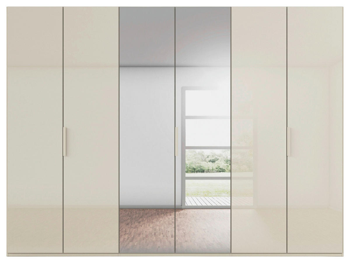 DREHTÜRENSCHRANK 301/235/61 cm,  in Champagner, 6-türig  - Champagner, Basics, Glas/Holzwerkstoff (301/235/61cm) - Novel