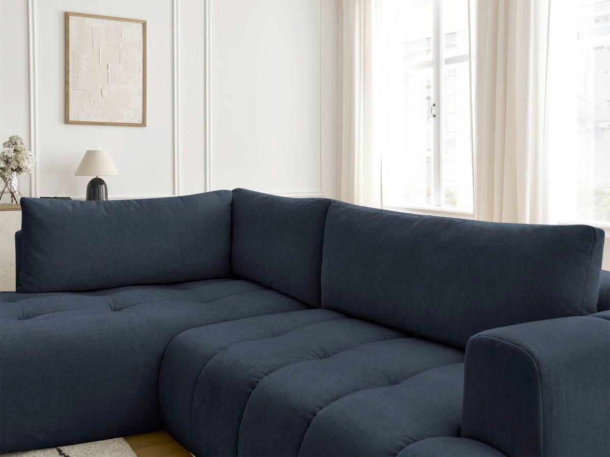 ECKSCHLAFSOFA FUJI Leinenoptik Dunkelblau  inkl.  - Schwarz/Dunkelblau, MODERN, Kunststoff/Textil (204/282cm)