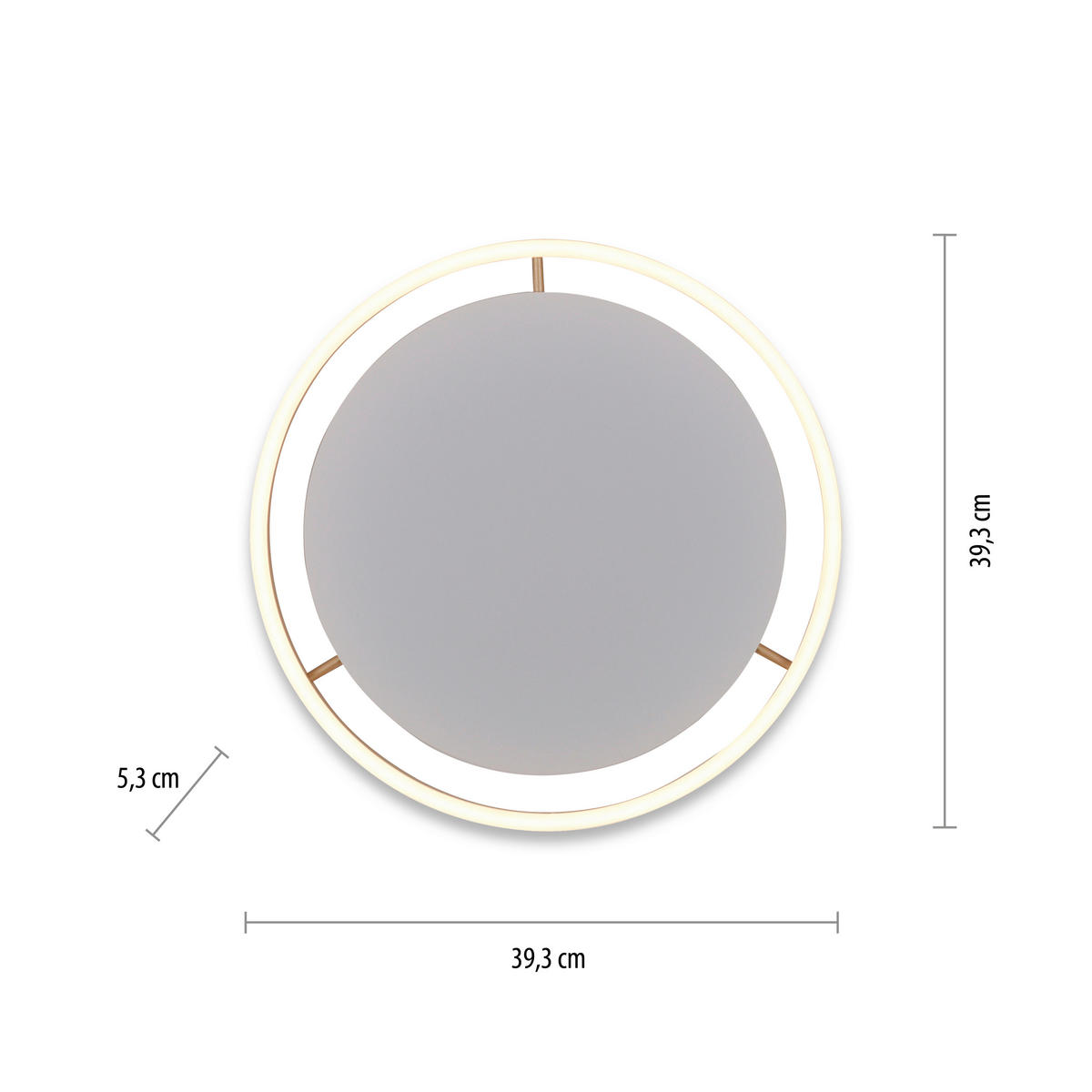 LED-DECKENLEUCHTE 39,3/39,3/5,3 cm   - Messingfarben, Design, Kunststoff/Metall (39,3/39,3/5,3cm)