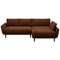 ECKSOFA in Velours Braun  260/167 cm  - Schwarz/Braun, Design, Holz/Textil (260/167cm) - Welnova