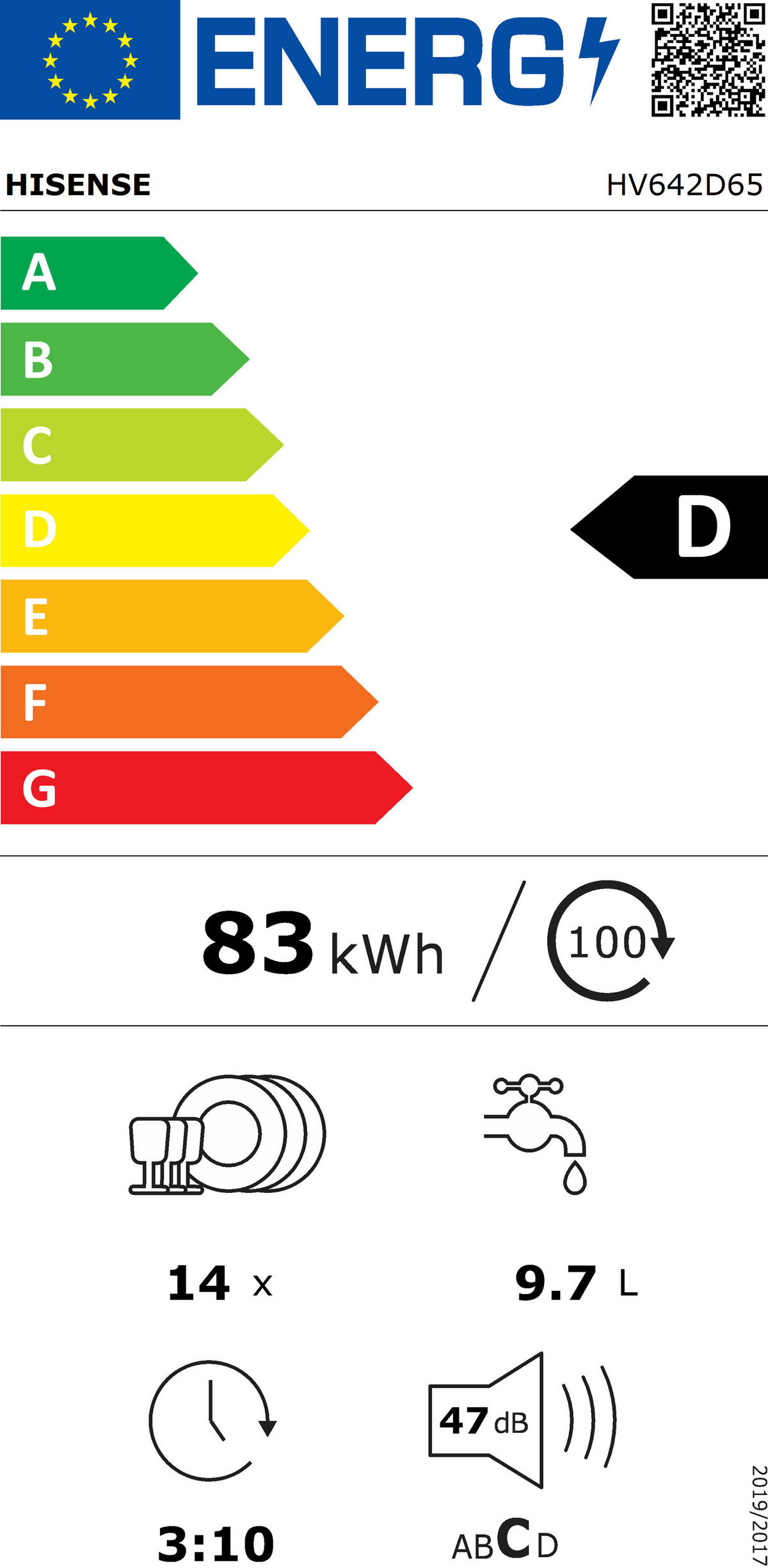 GESCHIRRSPÜLER HV642D65  - Edelstahlfarben, Basics, Metall (60/82/55,5cm) - Hisense