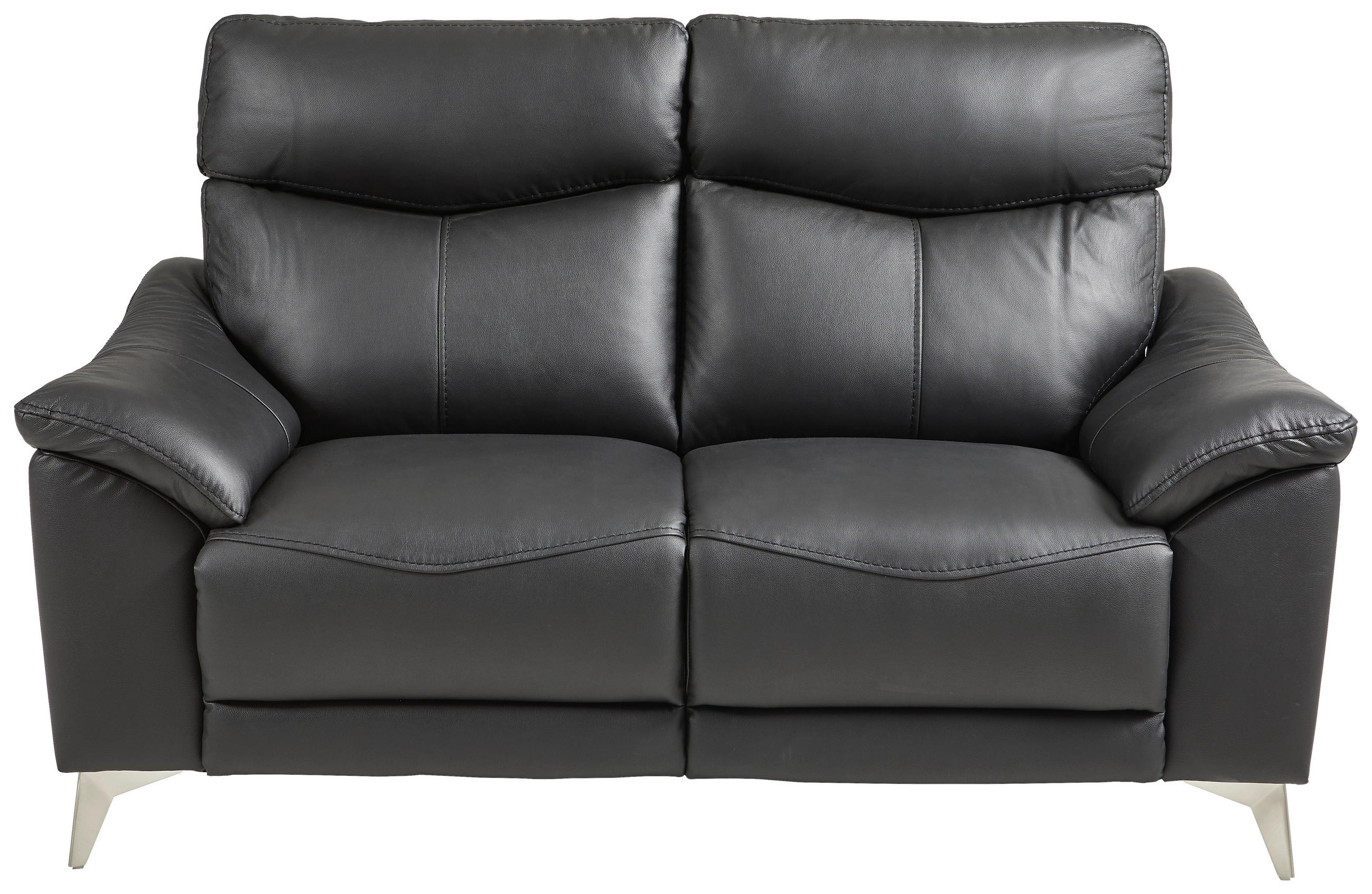 2-SITZER-SOFA Kombination Echtleder/Lederlook Lederlook Schwarz  - Edelstahlfarben/Schwarz, Design, Leder/Textil (168/102/92cm) - Xora