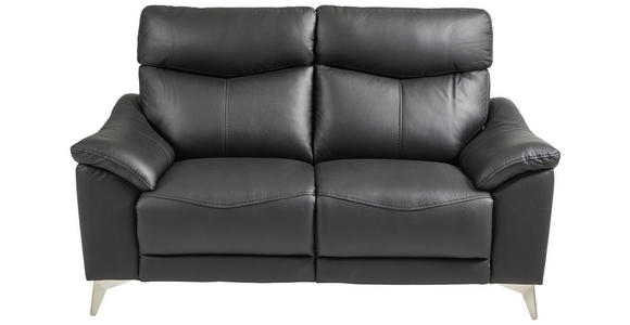 2-SITZER-SOFA Kombination Echtleder/Lederlook Lederlook Schwarz  - Edelstahlfarben/Schwarz, Design, Leder/Textil (168/102/92cm) - Xora