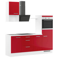 KÜCHENLEERBLOCK 215 cm   in Rot  - Edelstahlfarben/Rot, Design, Holzwerkstoff/Metall (215cm) - Impuls