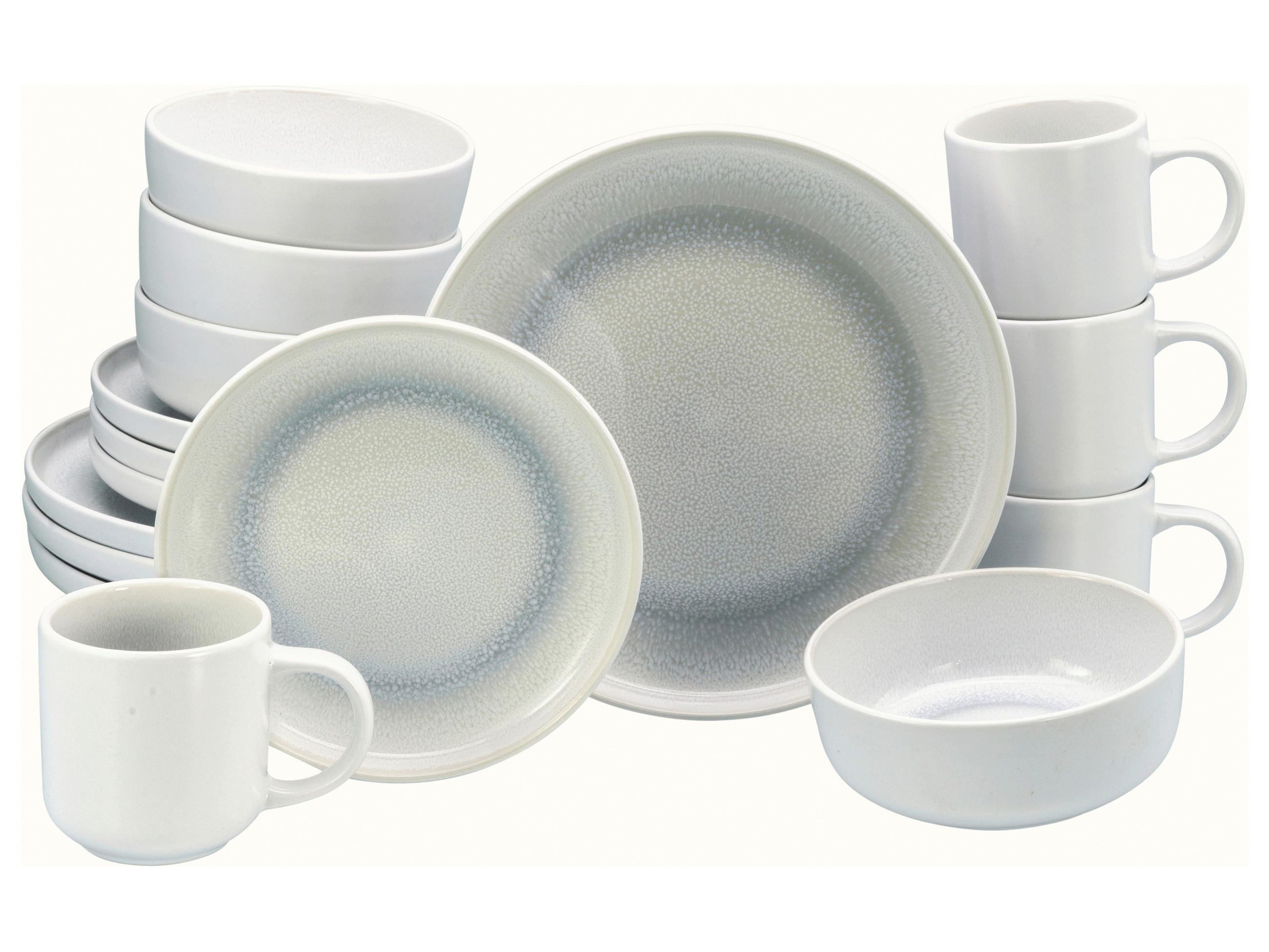 KOMBISERVICE Weiß, Grauweiß Nordic Fjord Ice 16-teilig 4 Personen  - Grauweiß/Weiß, Basics, Keramik - Creatable