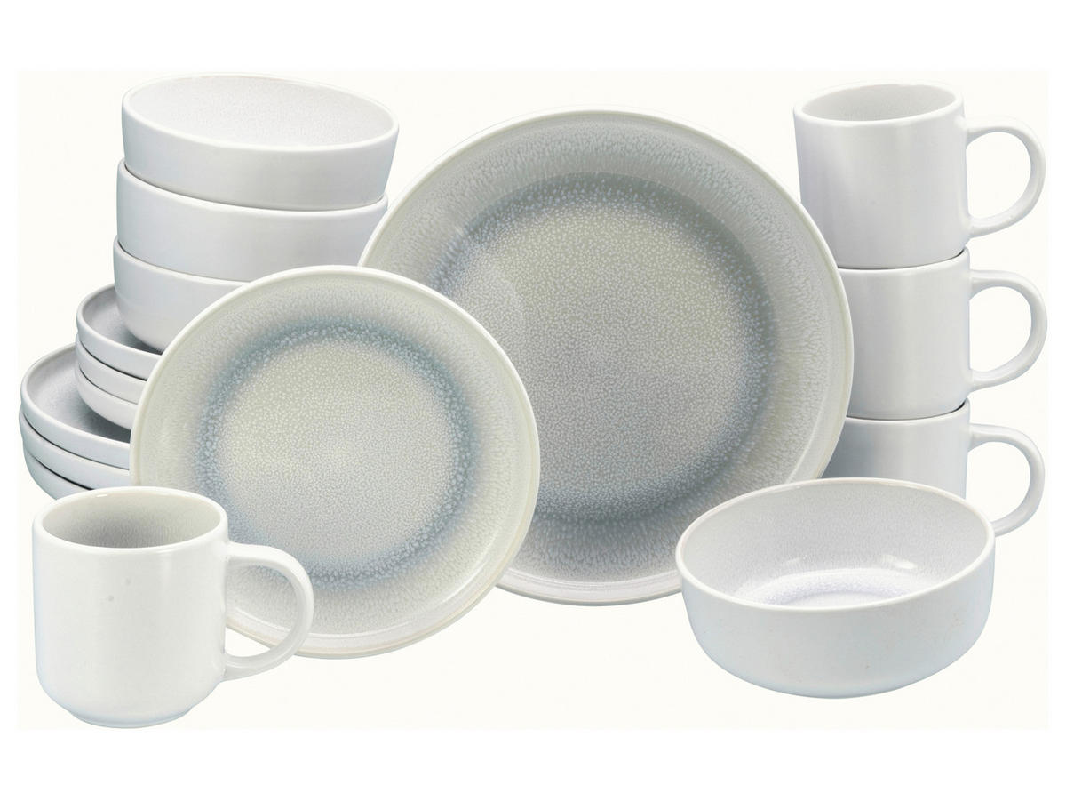 KOMBISERVICE Weiß, Grauweiß Nordic Fjord Ice 16-teilig 4 Personen  - Grauweiß/Weiß, Basics, Keramik - Creatable