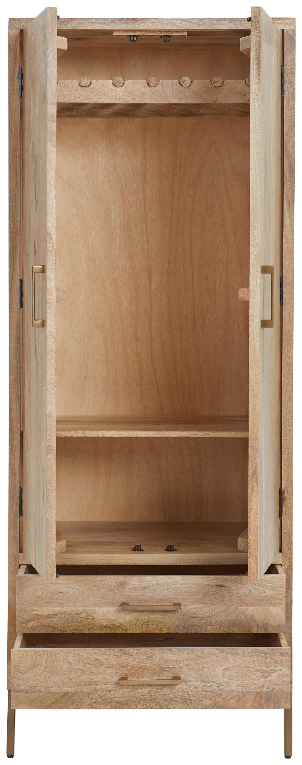 GARDEROBENSCHRANK Valencia  in 75/192/45 cm  - Goldfarben/Naturfarben, Natur, Holz/Metall (75/192/45cm) - MID.YOU