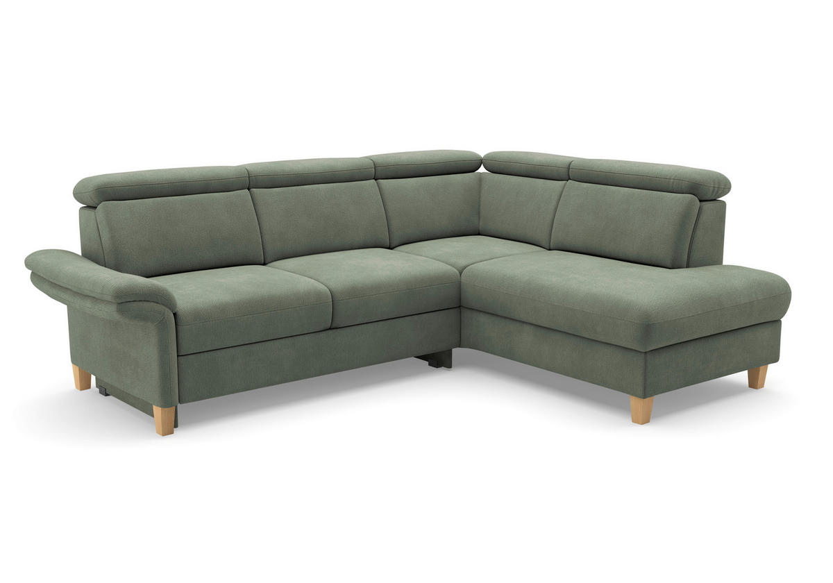 ECKSOFA GLENDALE E Dunkelgrün Flachgewebe  - Dunkelgrün/Eichefarben, KONVENTIONELL, Holz/Textil (247/193cm) - Sit & More