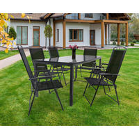 GARTENTISCHGRUPPE Aluminium  - Anthrazit/Schwarz, Basics, Glas/Textil - Gardenson