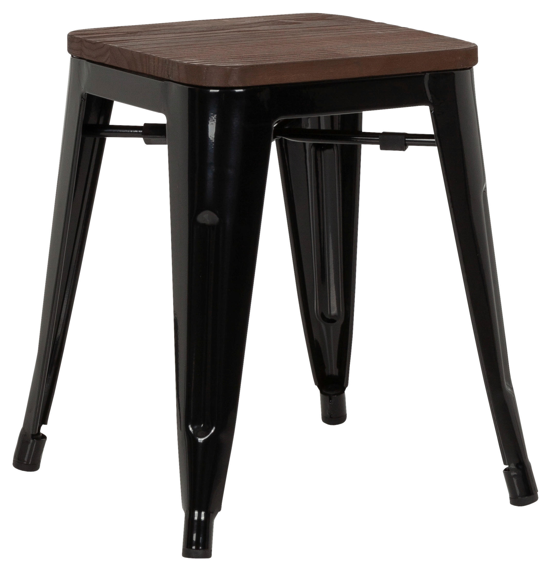 HOCKER Ulme Schwarz, Dunkelbraun  - Dunkelbraun/Schwarz, Basics, Holz/Metall (39/46/39cm) - MID.YOU