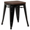 HOCKER Ulme Schwarz, Dunkelbraun  - Dunkelbraun/Schwarz, Basics, Holz/Metall (39/46/39cm) - MID.YOU