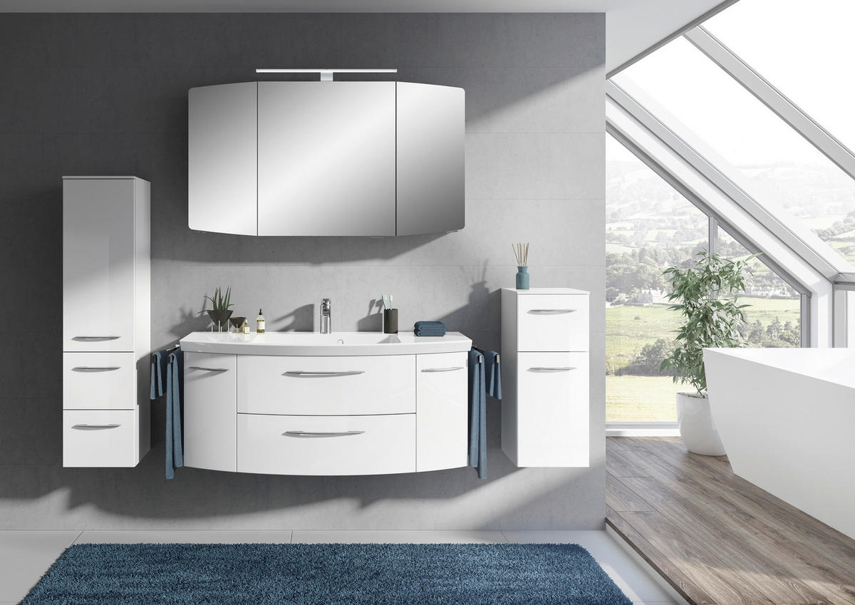 BADEZIMMER 5-teilig  in 181 cm  - Chromfarben/Weiß Hochglanz, KONVENTIONELL, Glas/Holzwerkstoff (181cm) - Pelipal