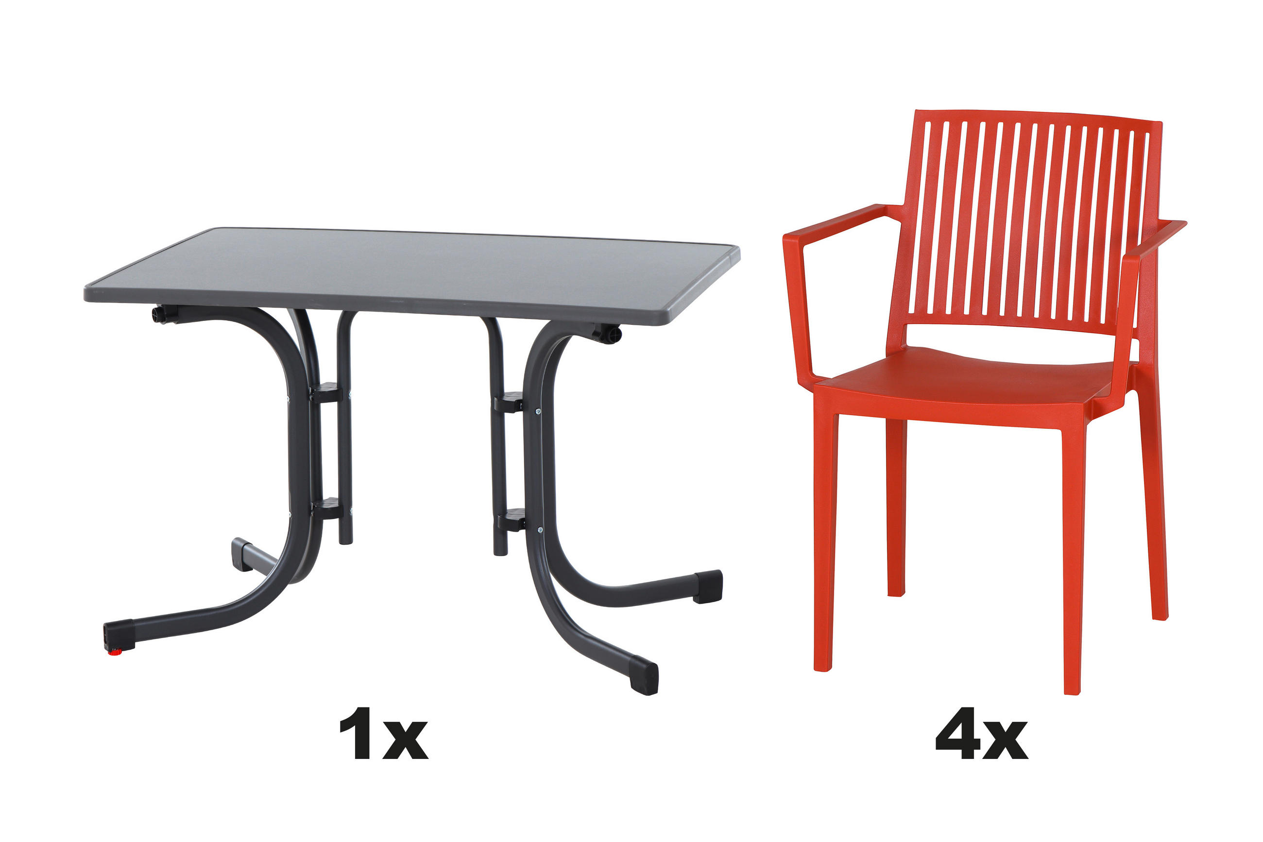 GARTENGARNITUR 5-teilig  - Rot, Basics, Holzwerkstoff/Kunststoff (70/80/110cm) - Siena Garden