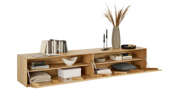 LOWBOARD  242/44/50 cm  Typenauswahl, Beimöbel erhältlich, hängend, in verschiedenen Holzdekoren erhältlich  - Eichefarben/Schwarz, Design, Holz/Holzwerkstoff (242/44/50cm) - Dieter Knoll