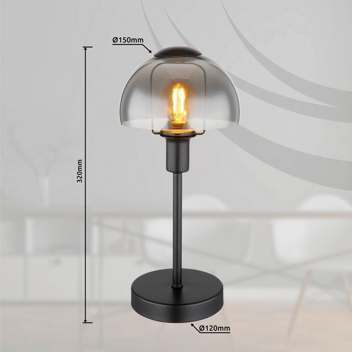 STONA LAMPA Kokkini  - crna, Trendi, staklo/metal (15/32,5cm)