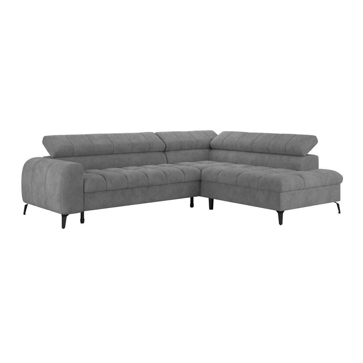ECKSOFA Graublau Bettkasten, Rücken echt, Kopfteilverstellung  - Graublau/Schwarz, Trend, Kunststoff/Textil (261/203cm) - Livetastic