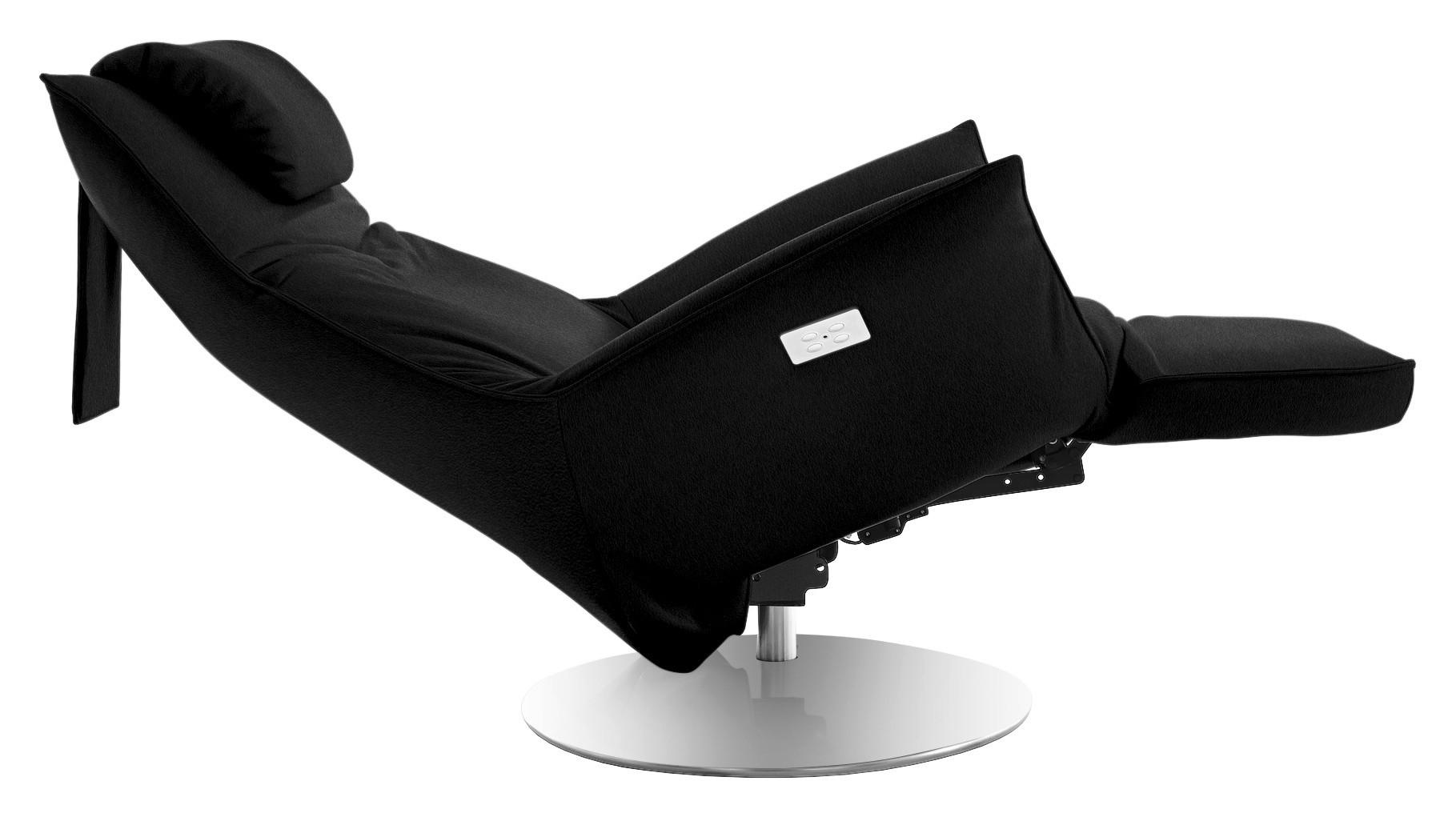 RELAXSESSEL in Leder Schwarz  - Edelstahlfarben/Schwarz, Design, Leder/Metall (92/79/90cm) - Koinor