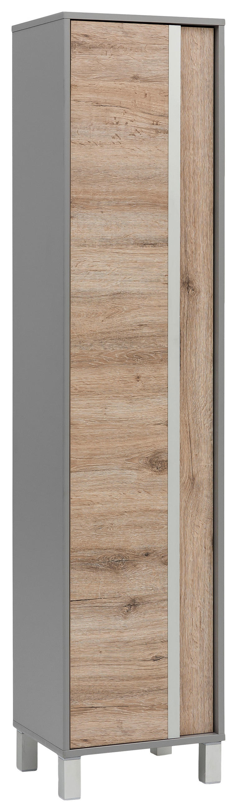 HOCHSCHRANK 40,5/179,5/33,5 cm  - Eichefarben/Silberfarben, KONVENTIONELL, Holzwerkstoff/Metall (40,5/179,5/33,5cm) - Stylife