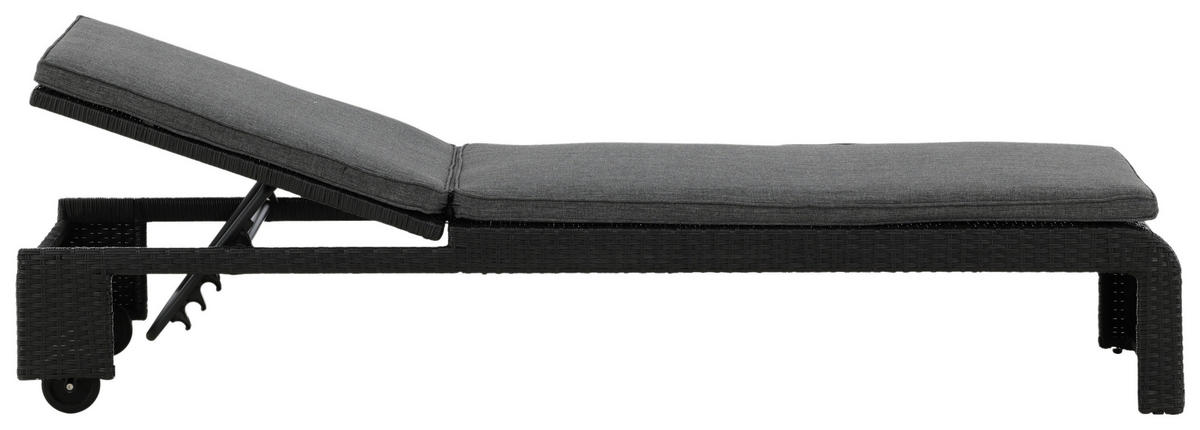 SONNENLIEGE 60/32/196 cm  - Schwarz, KONVENTIONELL, Kunststoff (60/32/196cm) - Gardenson