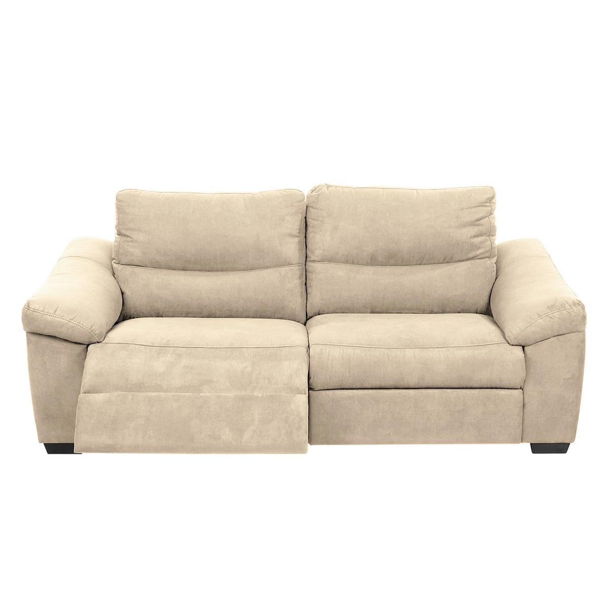 2,5-SITZER Flachgewebe Beige  - Beige/Schwarz, Design, Holz/Textil (214/97/97cm) - Livetastic