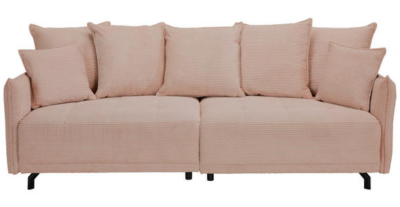 BIGSOFA in Cord Rosa - Schwarz/Rosa, Design, Textil/Metall (226/91/103cm) - Carryhome