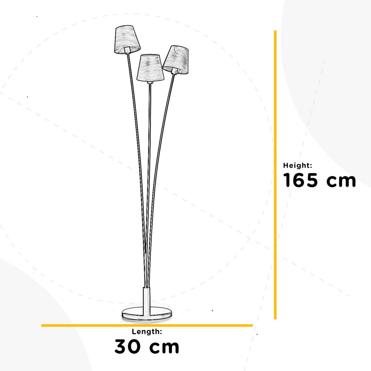 STEHLEUCHTE 30/165 cm    - Eichefarben/Schwarz, KONVENTIONELL, Textil/Metall (30/165cm)