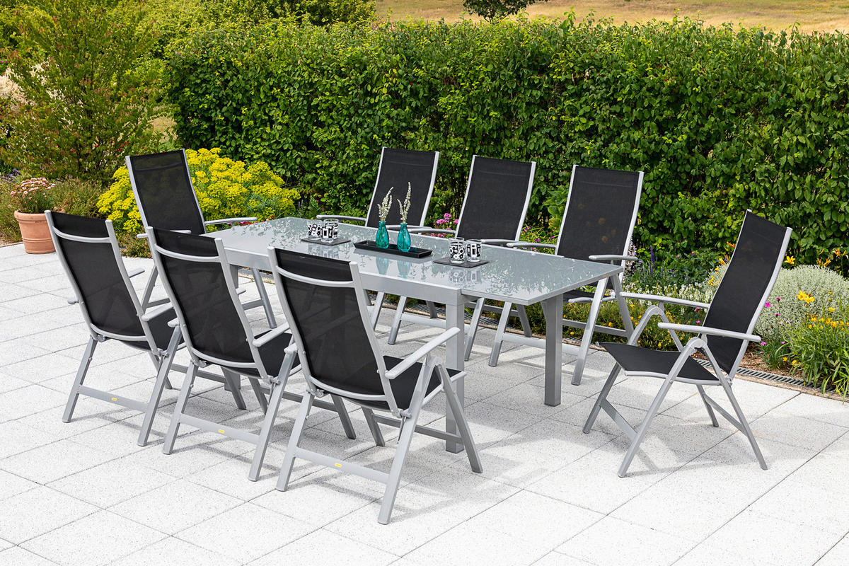 GARTENSET 9-teilig  - Silberfarben/Schwarz, MODERN, Textil/Metall - Gardenson