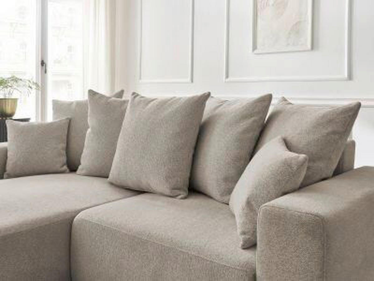 ECKSOFA Ottomane links  ATILLA Taupe Flachgewebe  - Taupe/Schwarz, MODERN, Kunststoff/Textil (149/244cm)