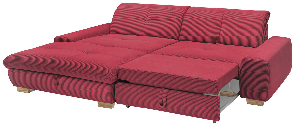 ECKSOFA Beere Cord  - Eichefarben/Beere, Design, Holz/Textil (198/276cm) - SetOne by Musterring