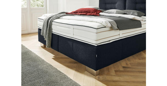 BOXSPRINGBETT 180/200 cm  in Dunkelblau  - Chromfarben/Dunkelblau, KONVENTIONELL, Textil (180/200cm) - Dieter Knoll