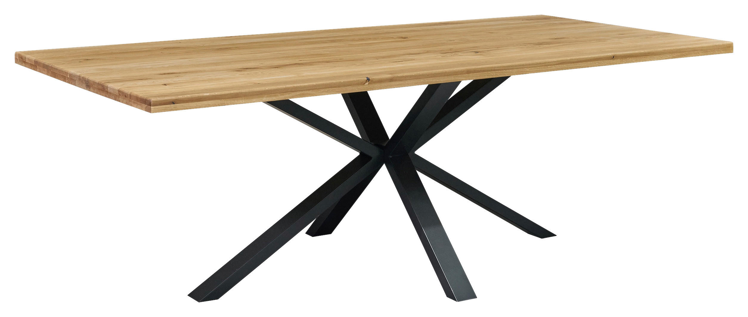 ESSTISCH Eiche massiv rechteckig Schwarz, Eichefarben  - Eichefarben/Schwarz, MODERN, Holz/Metall (220/100/76cm) - Boxxx