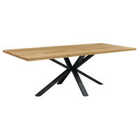 ESSTISCH Eiche massiv rechteckig Schwarz, Eichefarben  - Eichefarben/Schwarz, MODERN, Holz/Metall (220/100/76cm) - Boxxx