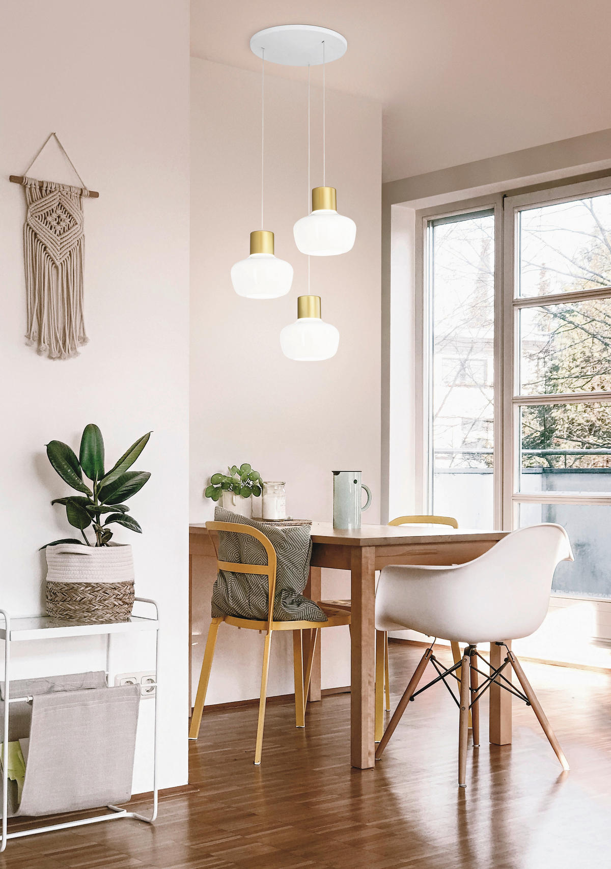 VISEČA LED-SVETILKA  Kino 36 W//3000 K/230 V/ - bela/barve medenine, Design, kovina/steklo (45/200cm)