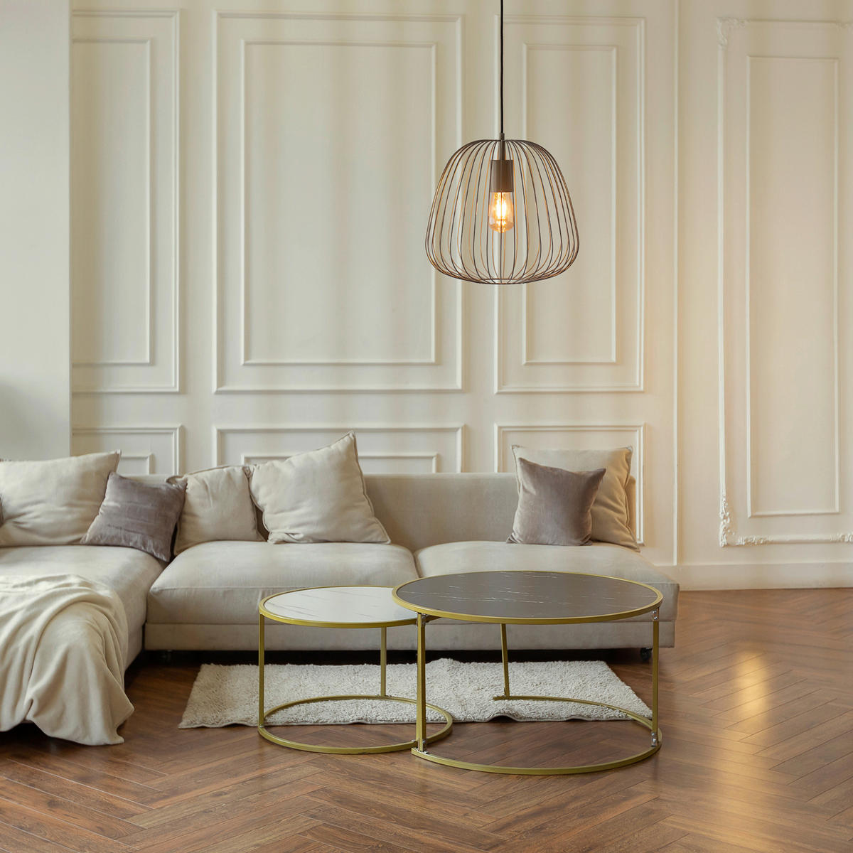 HÄNGELEUCHTE 36/36/110 cm  - Greige, Trend, Metall (36/36/110cm)