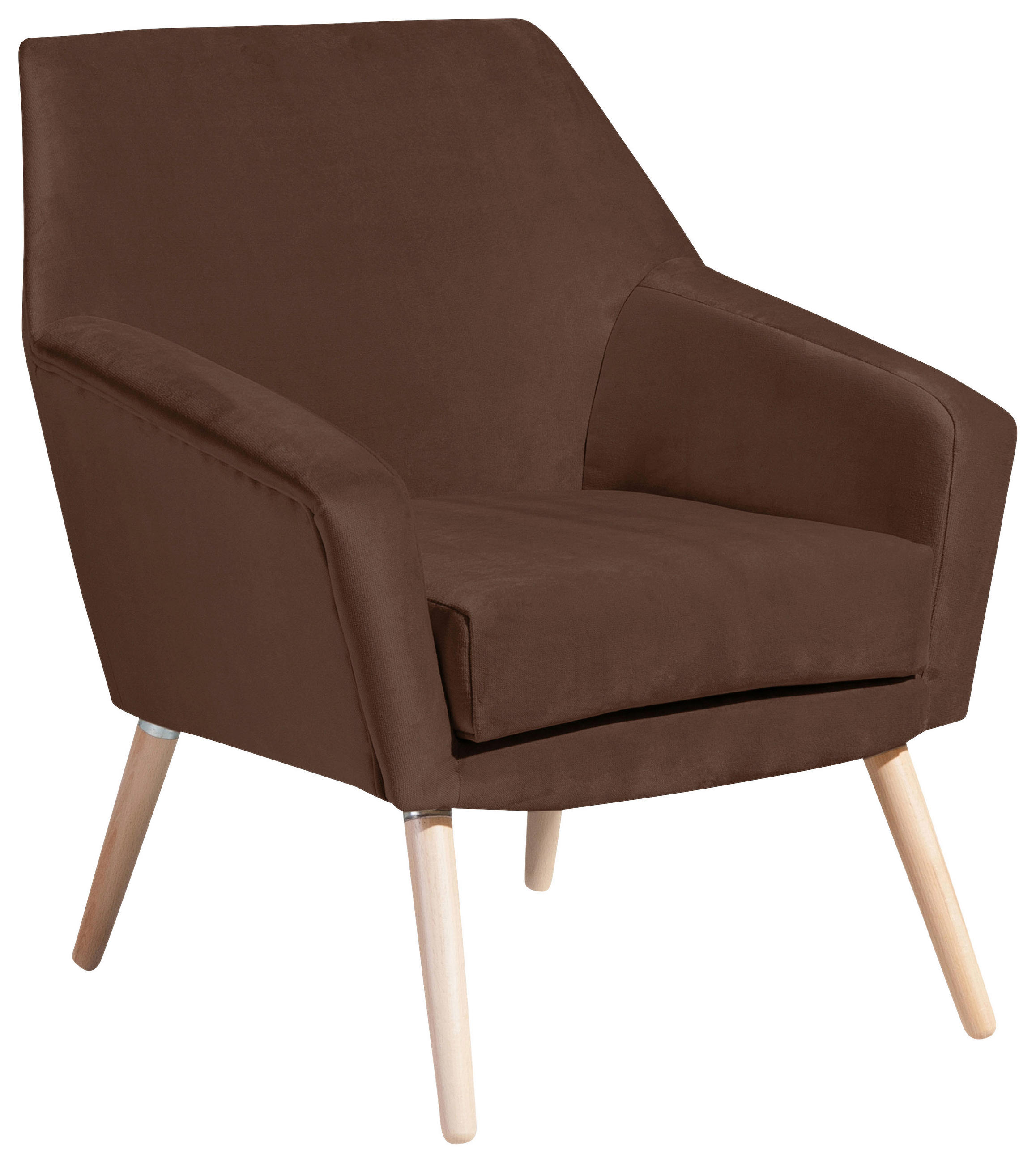 SESSEL in Samt, Velours Braun, Buchefarben  - Buchefarben/Braun, Design, Holz/Textil (67/81/71cm) - Max Winzer