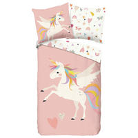 JUGENDBETTWÄSCHE Unicorn Renforcé 135/200 cm  - Rot/Rosa, Design, Textil (135/200cm)
