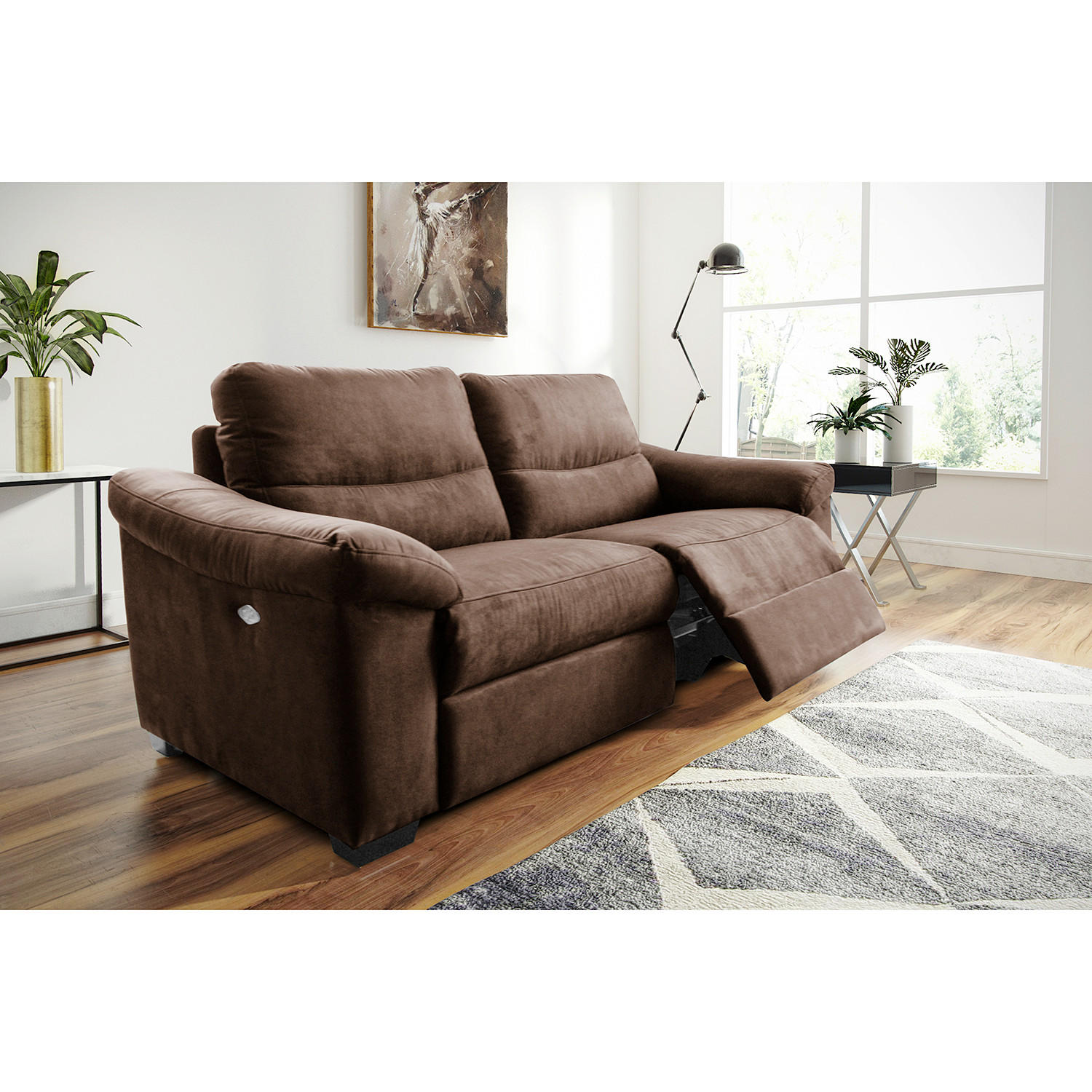 2-SITZER-SOFA Flachgewebe Mokka  - Schwarz/Mokka, Design, Holz/Textil (174/97/97cm) - Livetastic