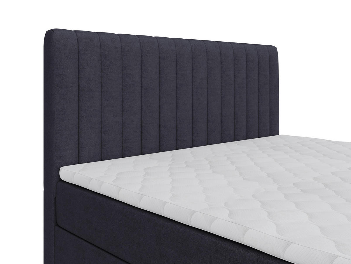 BOXBETT 140/200 cm,  in Graphitfarben, gepolstertes Kopfteil, Bettkasten, Topper, Matratzen, H3 + H3 = fest  - Schwarz/Graphitfarben, Basics, Kunststoff/Textil (140/200cm) - Chameo